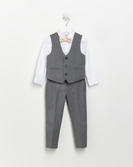 Mini boys grey 4 piece suit set