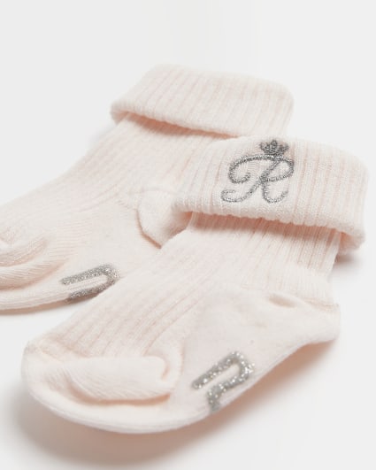 Baby girls pink RI socks 2 pack