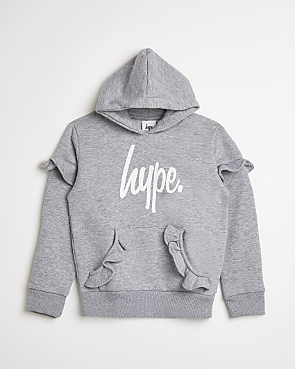 Girls Grey HYPE Frill Hoodie