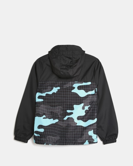 Boys black Hype camo hooded jacket