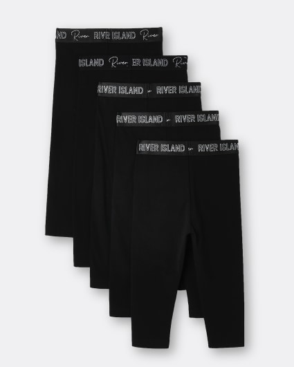 Mini girls black RI waistband leggings 5 pack