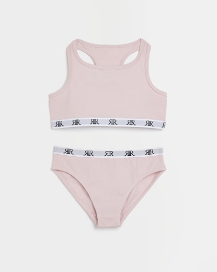 RIVER ISLAND 3x Girls Underwear, Pink (Size: UK 9-10 Years)