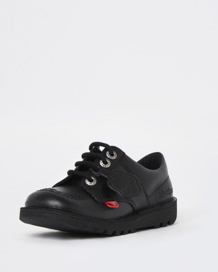 Girls black Kickers leather lace up shoes