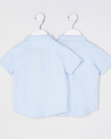 Mini boys blue River shirts 2 pack