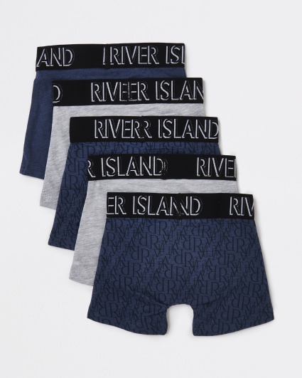 Mini boys navy monogram boxers 5 pack