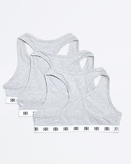 Girls grey RI racer crop top 3 pack