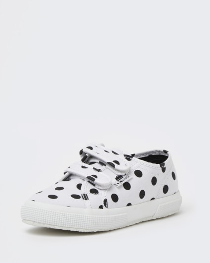 Girls white spot Superga trainers