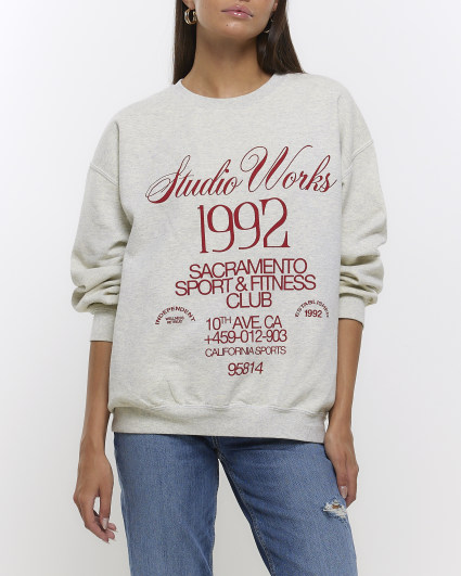 Beige graphic print sweatshirt