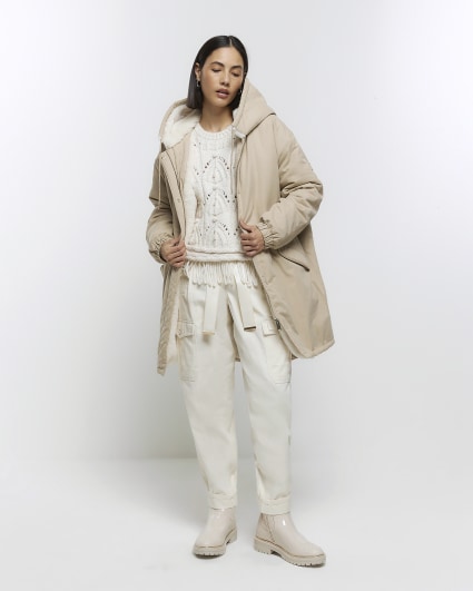 River Island Between-Seasons Coat in Cream