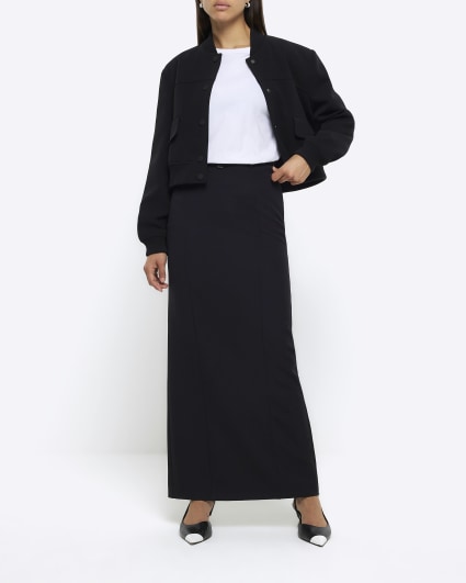 Black belted maxi skirt
