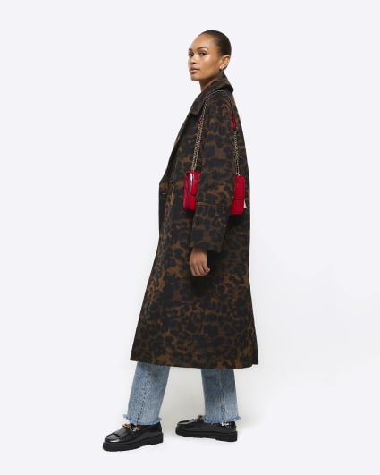 Brown leopard print oversized coat