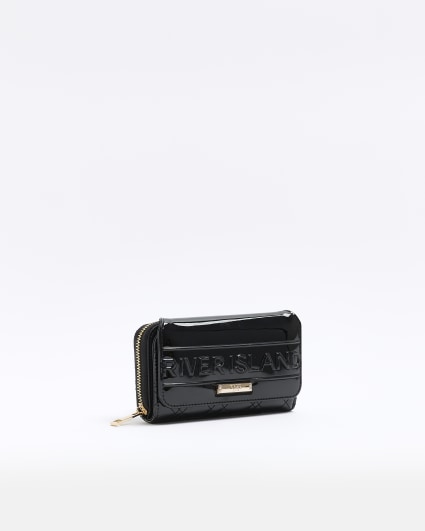 Black patent embossed purse