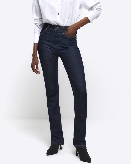 Blue high waisted bootcut jeans