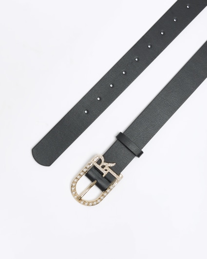 Black pearl buckle belt