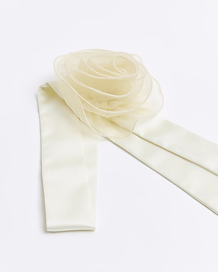 Cream satin corsage scarf