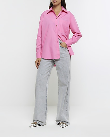 Pink poplin oversized shirt