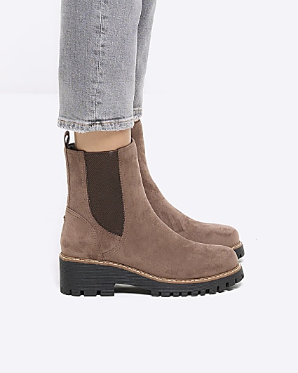 Brown suedette ankle boots