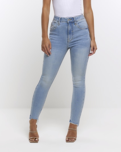 River Island Petite high rise skinny jeans in light blue