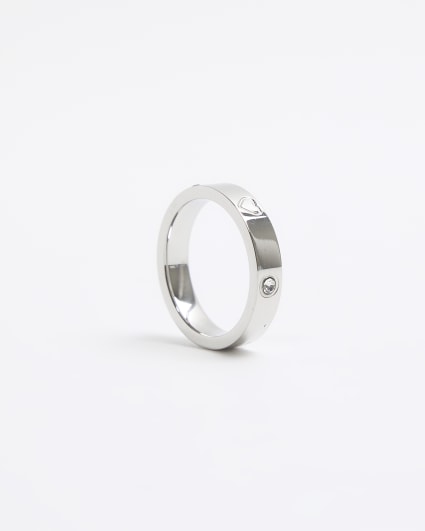 Silver Stainless Steel Embellished Ring