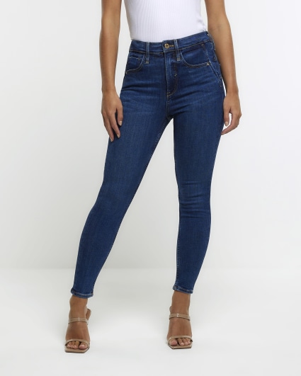 Petite blue high waist skinny jeans
