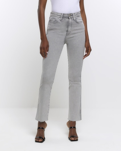 Grey high waisted bootcut jeans