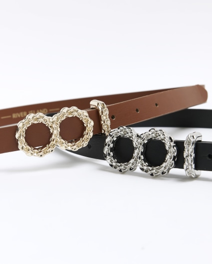 Black buckle detail belt multipack