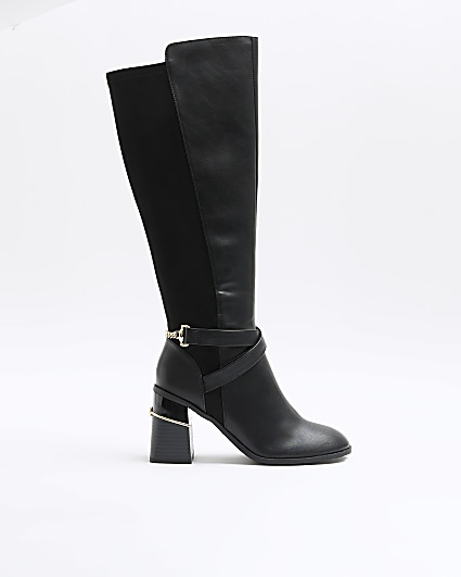 Navy knee high boots river sale island