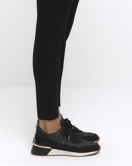 Black glitter detail trainers