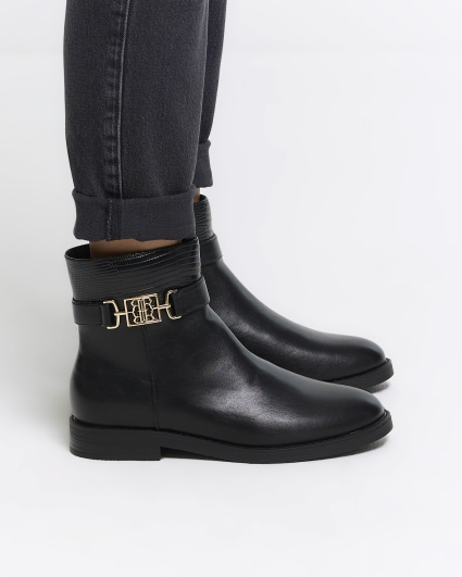 Black riding ankle boots