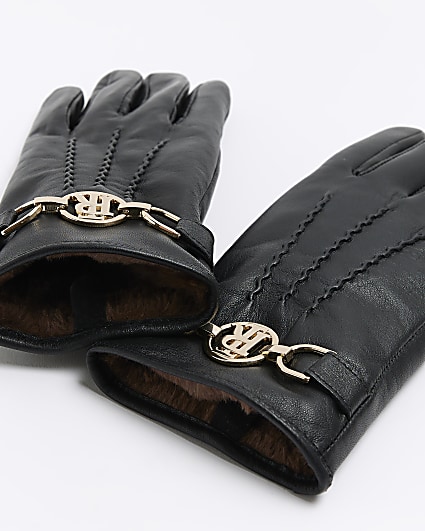 Black RI leather gloves