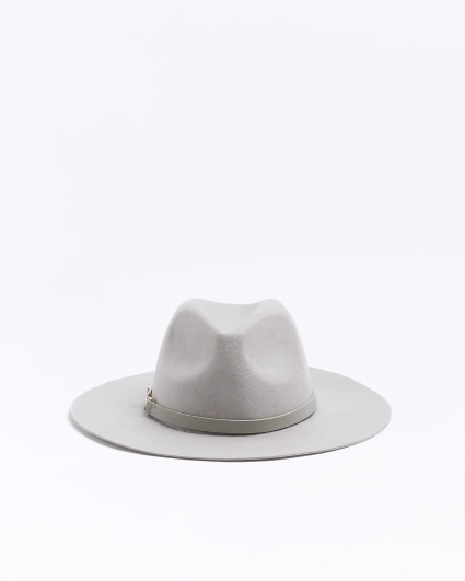 Grey wool blend fedora hat