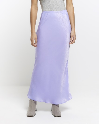 Purple satin maxi skirt