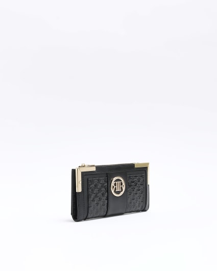 Black embossed RI monogram purse