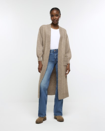 Brown longline cosy cardigan