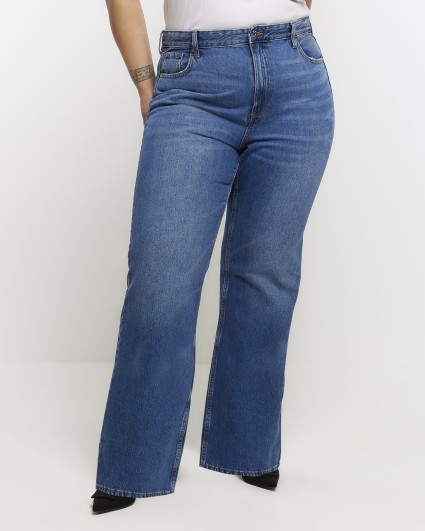 Plus blue high waist flare jeans