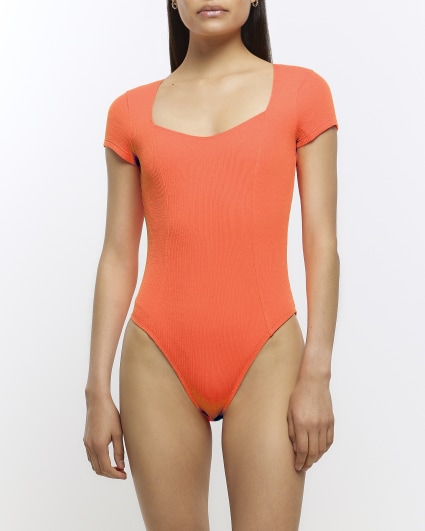Orange short sleeve bodysuit