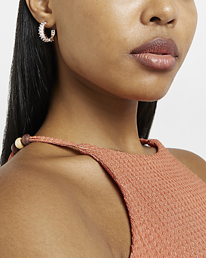 Rose Gold diamante hoop earrings