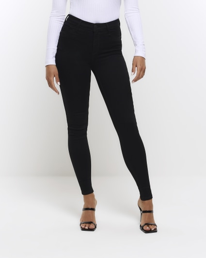 Black jeggings with silver stripe