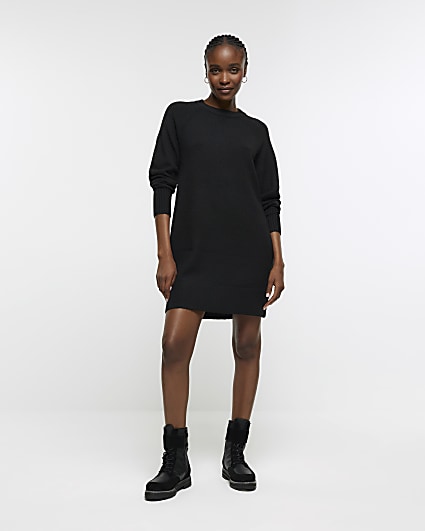 Black knitted jumper mini dress