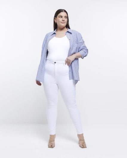 Plus white mid rise sculpt jeans