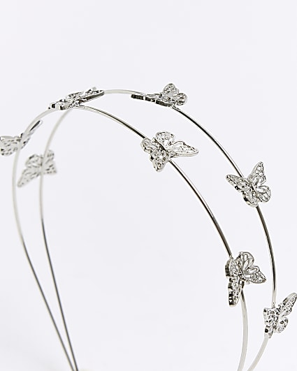Silver Butterfly Head Band