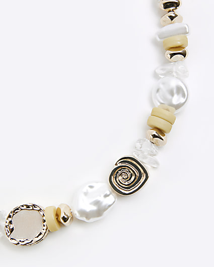 Gold pearl chain necklace