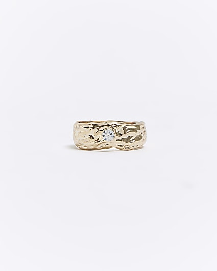 Gold Textured Diamante Ring