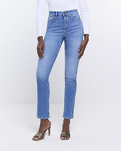 Blue high waist slim fit jeans