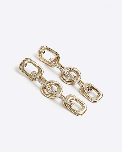 Gold chain link drop earrings