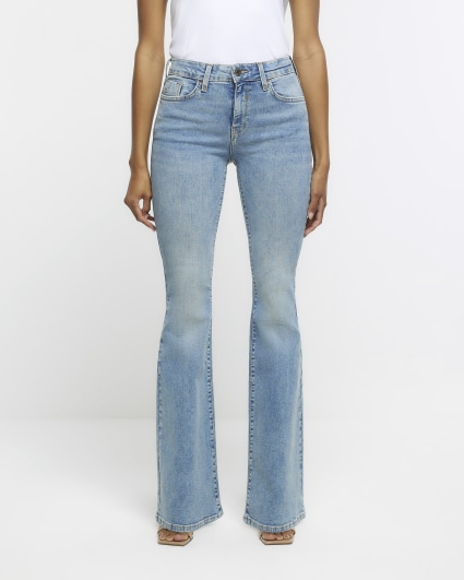 Blue high waisted flared jeans