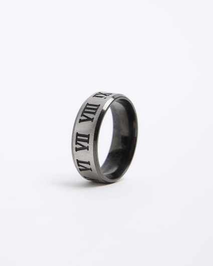 Black steel black numeral ring