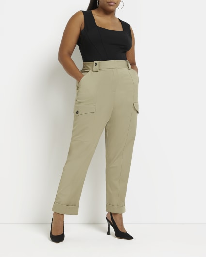 Plus khaki utility trousers