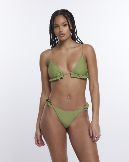 Green frill bikini top