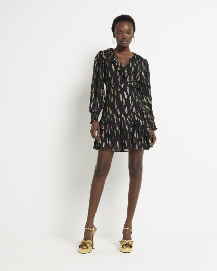 River island black store and gold dress